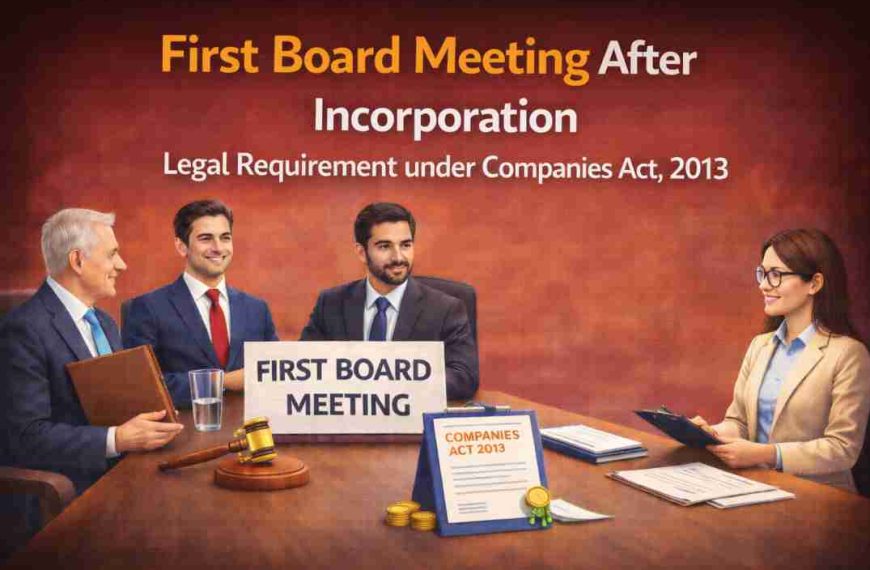Learn the legal requirements for the first board meeting after incorporation as per the Companies Act, 2013