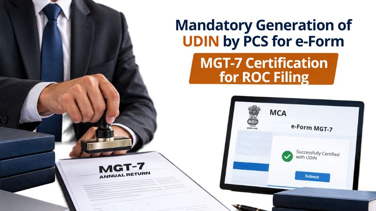 Mandatory Generation of UDIN by PCM for e-Form